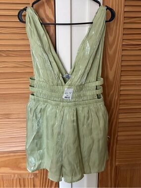 Light Green Shimmery V-Neck Romper size large